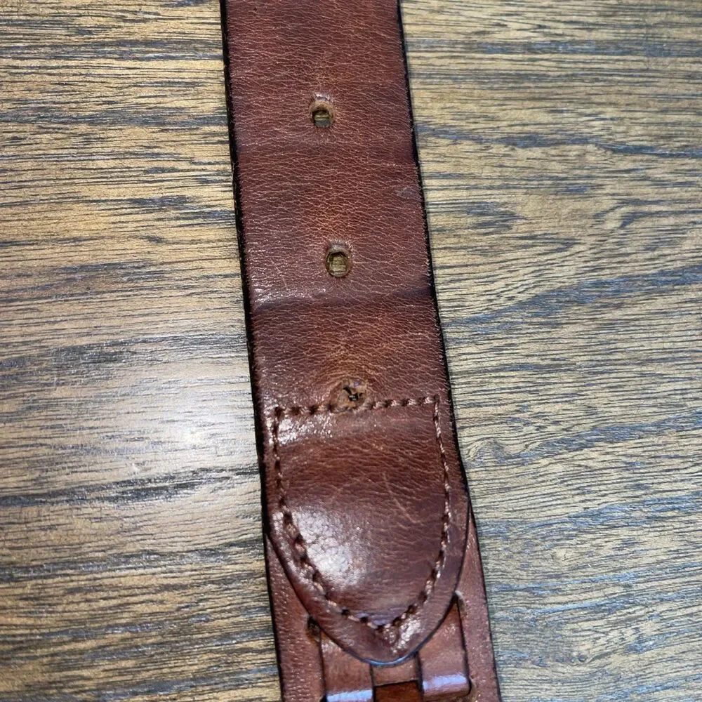 Chaps Ralph Lauren Leather Belt Men/Women Size 40/100 Brown Woven Classic